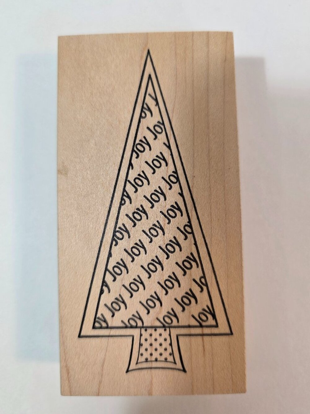 Outlines Rubber Stamp Co Christmas Tree JOY Decor Wood Block Stamp Stationary